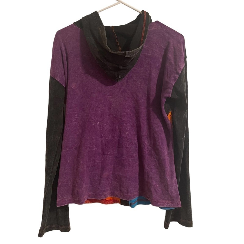 Multicolored Patchwork Embroidered Hippie Zip Up … - image 5